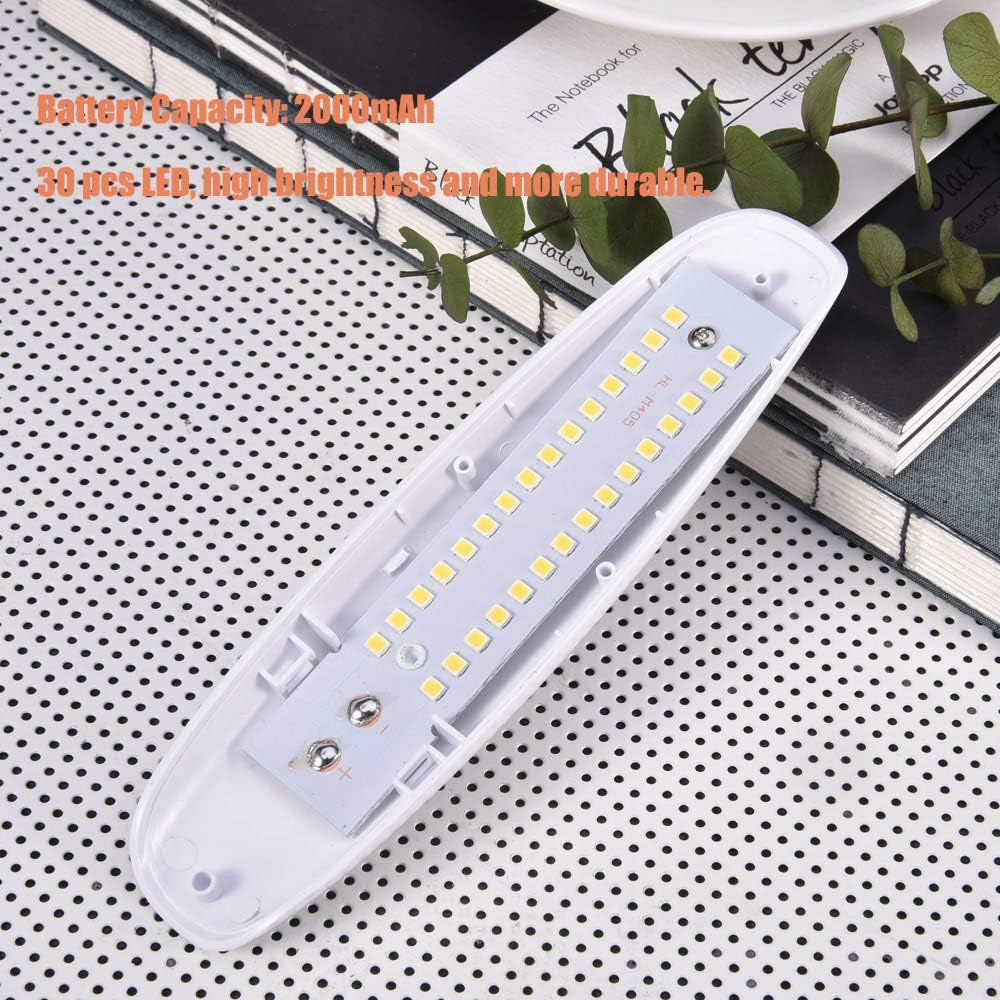 Flexible Desk Lamp Touch Dimmable Led Desk Lamp for Student Reading Bedside Night Light (Can Be Charged by Solar Panel or Android USB Cable or Power Bank) White-Single Lamp 2000Mah 5-15Hrs